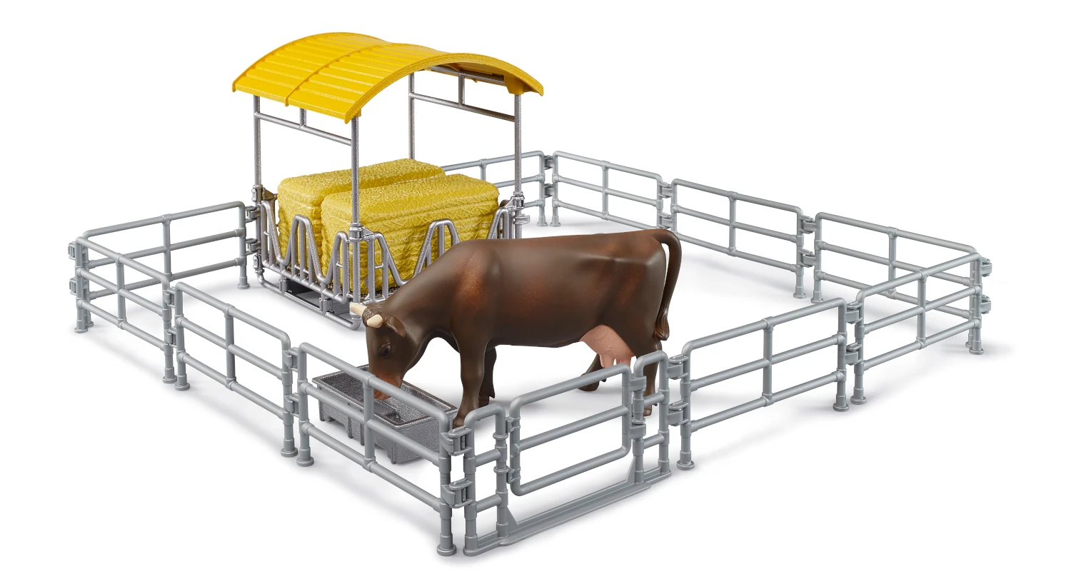 Bruder 62612 bworld Heuraufe mit Zäunen und Trog – Realistisches Bauernhof-Zubehör im Maßstab 1:16