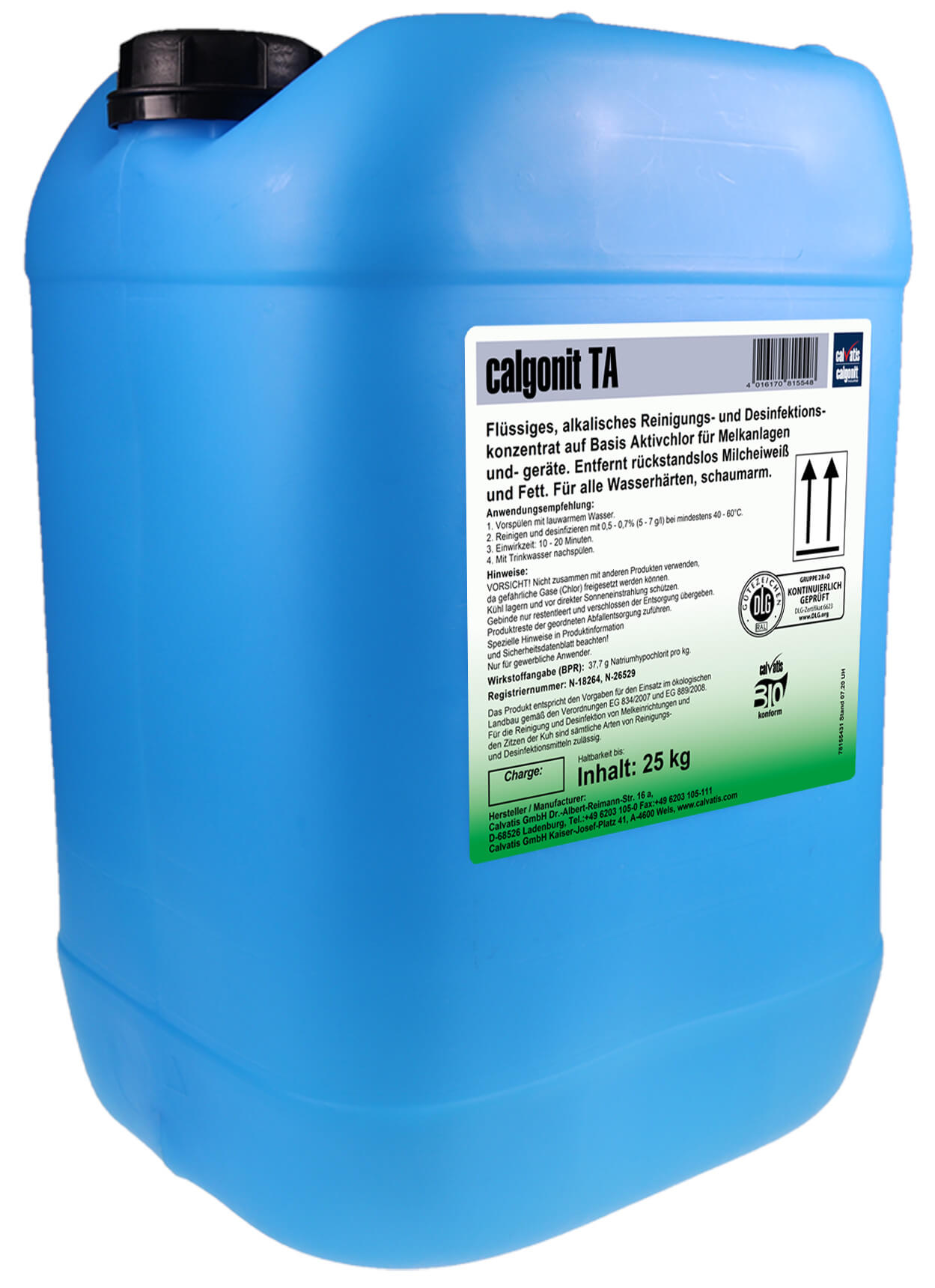 Calgonit TA 25 kg – Original alkalischer Reiniger & Desinfektions­mittel­konzentrat für Melk­anlagen