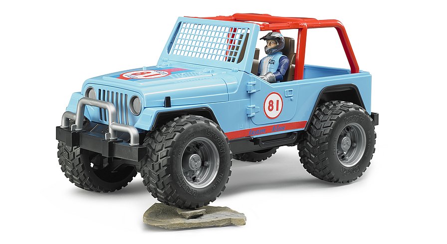 BRUDER Jeep Cross Country Racer Blau mit Fahrer – Robustes Offroad-Spielzeug für Kinder ab 3 Jahren