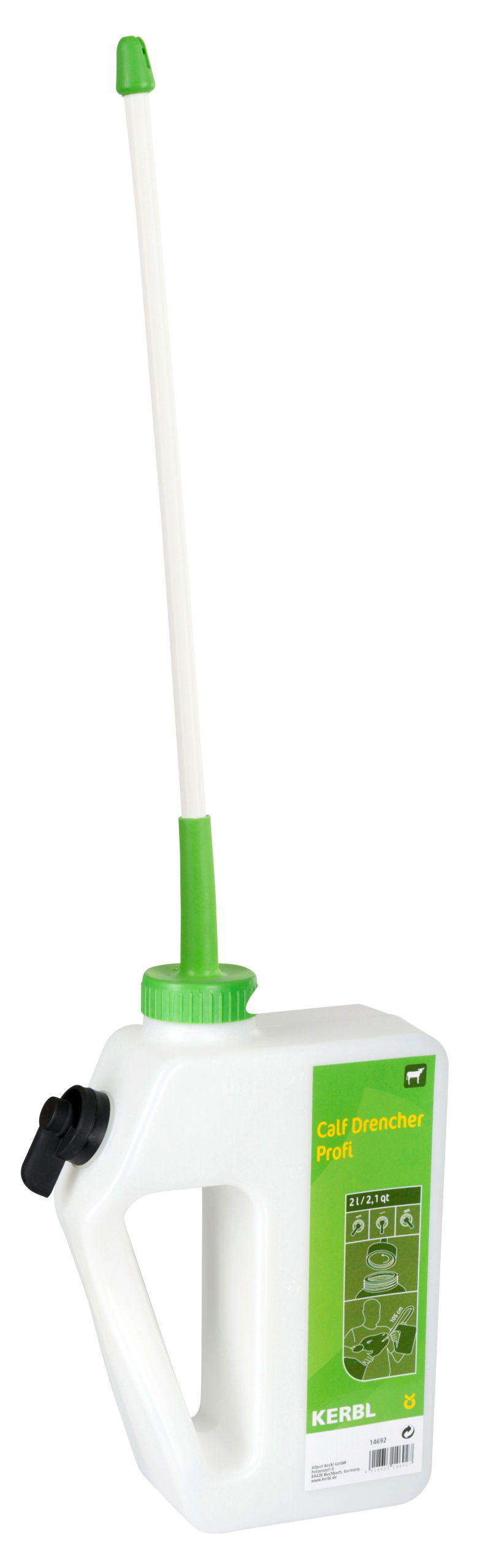 Kerbl Calf Drencher Profi 2 Liter mit feststehender Sonde - Ideal für Flüssigkeitstherapie und elektrolytische Behandlung von Kälbern