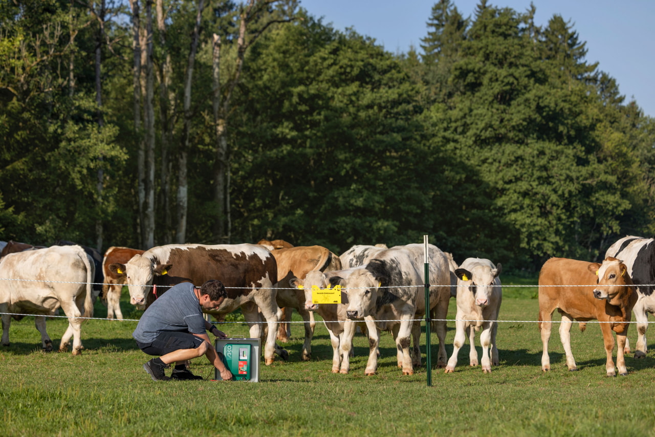 AKO Duo Power Xi 8000 Weidezaungerät von Kerbl - Leistungsstarkes und flexibles Zaungerät für Landwirte und Tierhalter, ideal für die extensive Weideüberwachung von Pferden, Bullen und Schafen sowie zur Wildschwein- und Wolfsabwehr.