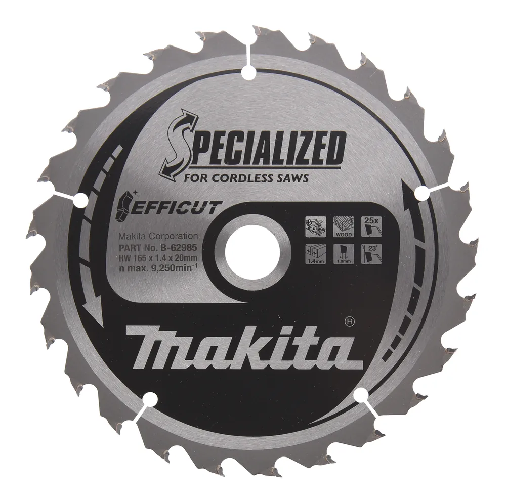 Makita Efficut Kreissägeblatt 165 mm mit 25 Zähnen für Holz und Akku-Sägen