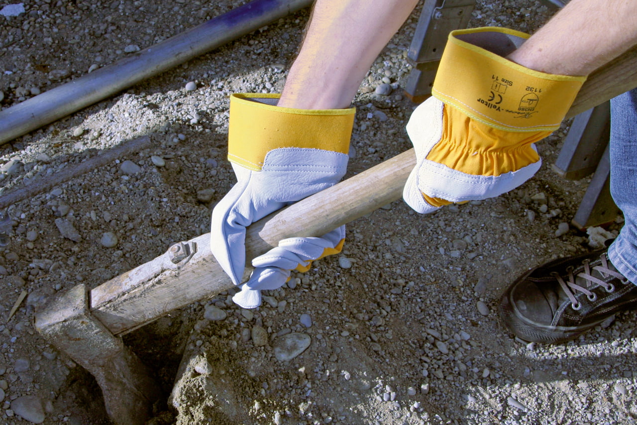 Kerbl Rindslederhandschuh Yelltor Größe 10 - Robustes und ergonomisches Arbeitsleder für Landwirte