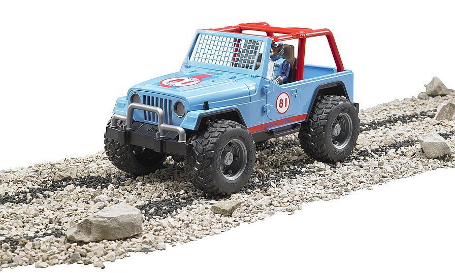 BRUDER Jeep Cross Country Racer Blau mit Fahrer – Robustes Offroad-Spielzeug für Kinder ab 3 Jahren