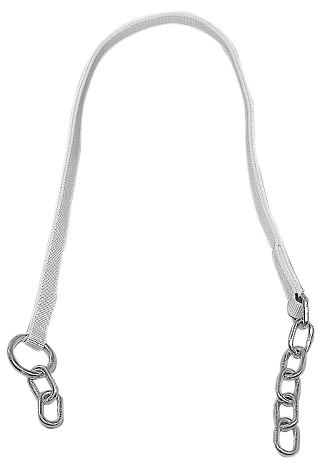 Kerbl Rinderanbindung Typ Standard aus weißem Gurtband mit Ringen und Ketten