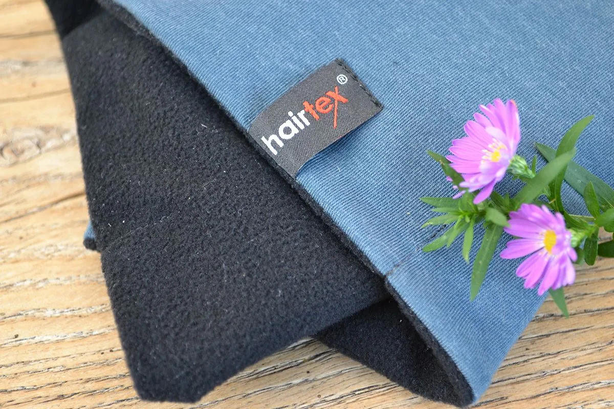 Hairtex Winter-Stall-Beanie, Detail von Label und Fleece-Innenseite