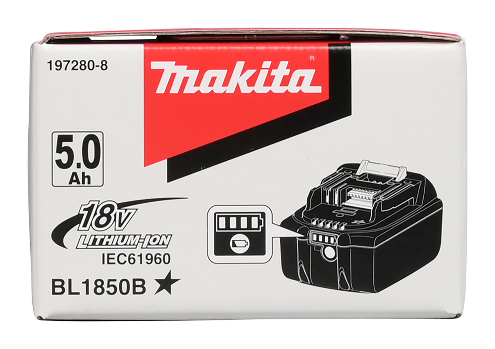 Makita 197280-8 – Leistungsstarker 18V 5, 0 Ah Li-Ion Akku mit Ladestandsanzeige Makita 197280-8 – Leistungsstarker 18V 5, 0 Ah Li-Ion Akku mit Ladestandsanzeige
