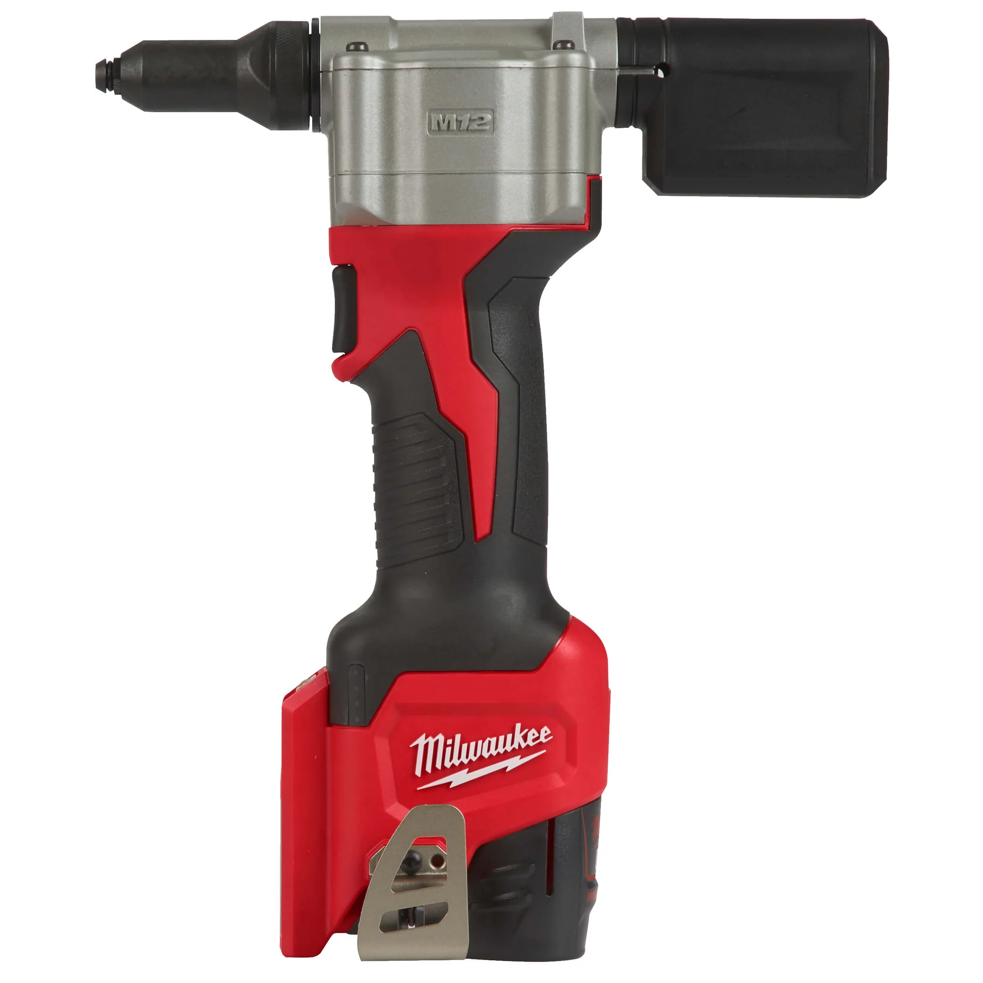 Milwaukee M12 BPRT Akku-Blindnietgerät in Rot-Schwarz mit Akku