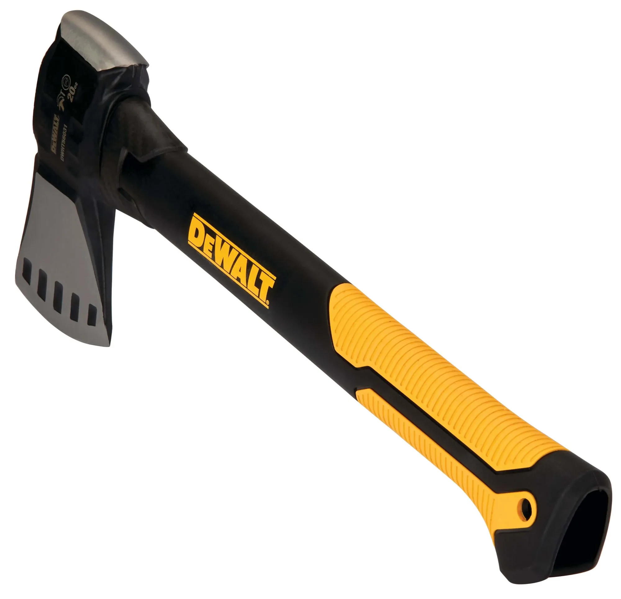 DeWalt DWHT56031 EXOCORE Beil mit gelb-schwarzem Stiel, Diagonalansicht