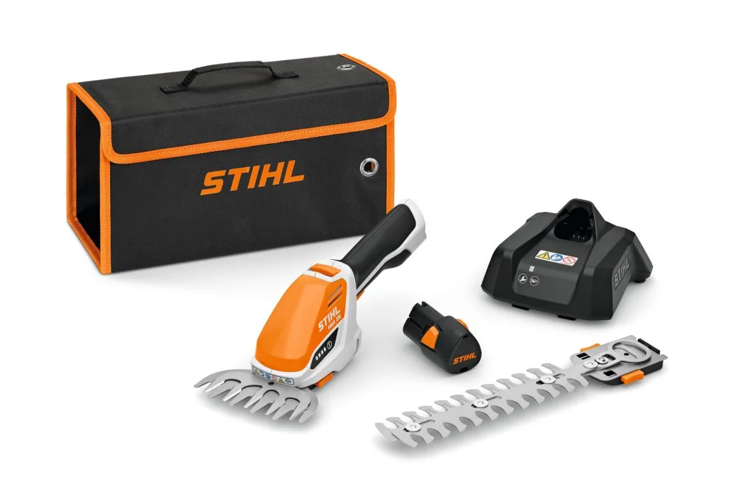 STIHL HSA 26 Akku-Heckenschere-Set mit Strauch- und Grasmesser, Akku, Ladegerät und Tasche