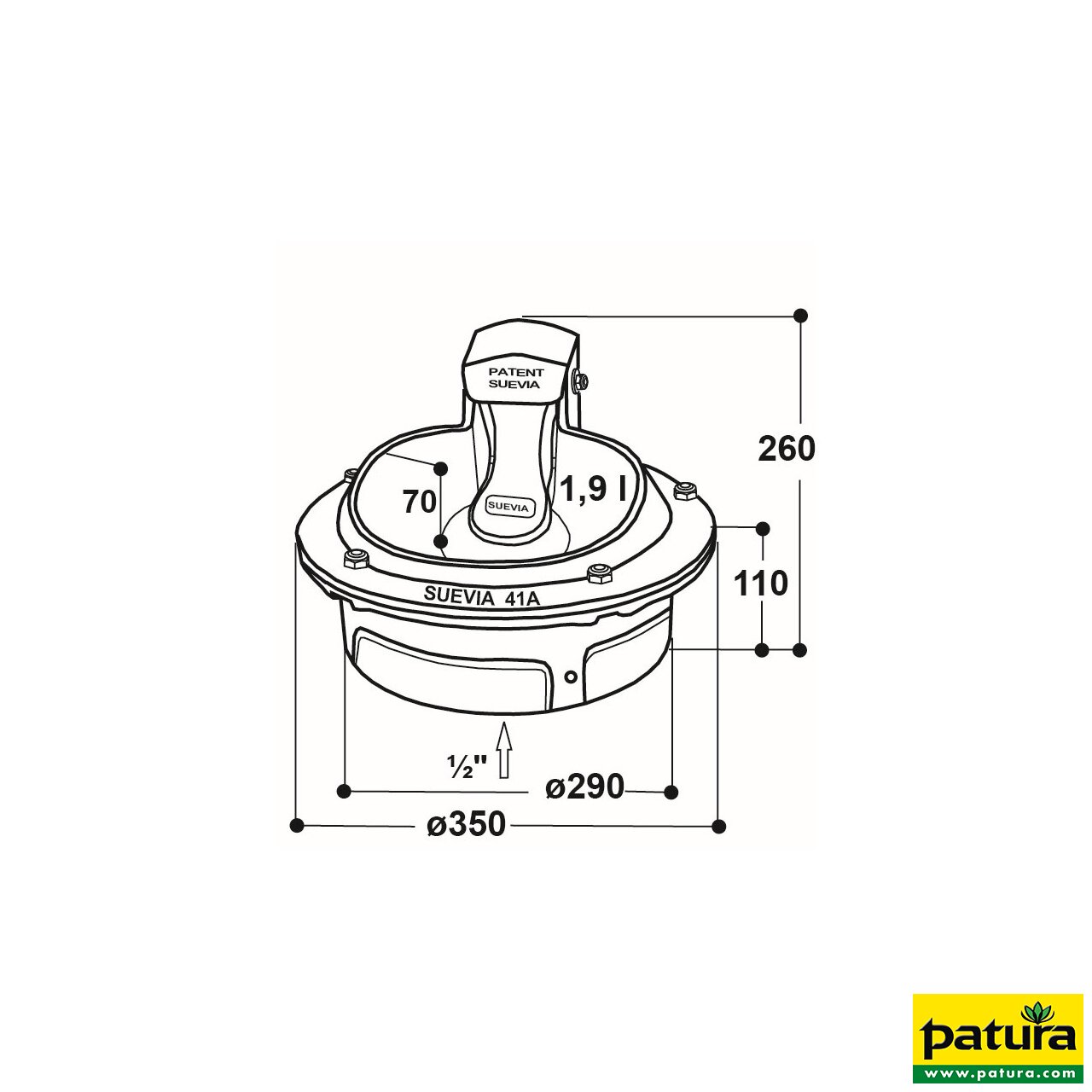 Patura Heizbares Zungenbecken Modell 41A, 80 Watt