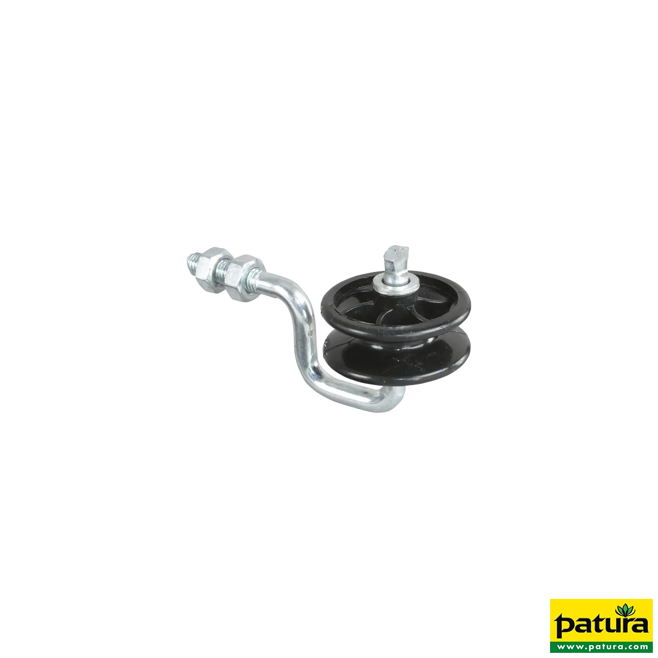 Patura Eckrolle in Schwarz mit M8-Gewinde für Metallpfähle, reibungsloses Umlenken