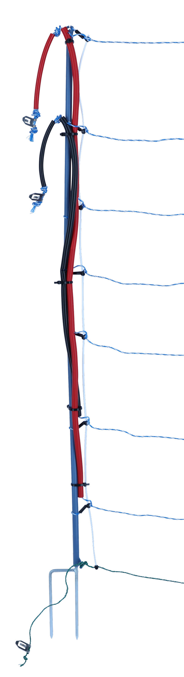 AKO TitanNet Premium Vario - Hochwertiges Wolfschutznetz 50m,+/- Schaltung,108cm Höhe,Doppelspitze,weiß/blau
