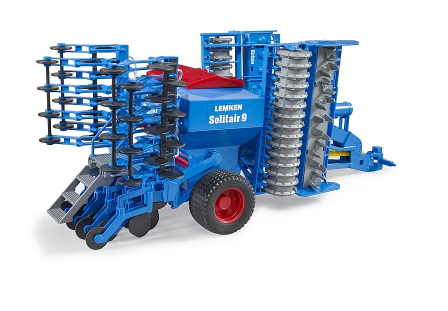 Seitenansicht der blauen Lemken Solitair 9 Drillmaschine von Bruder