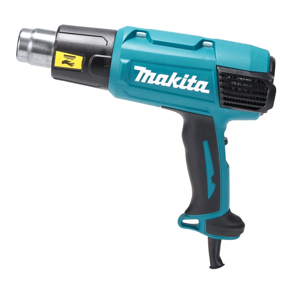 Makita HG6531CK Heißluftgebläse in der Seitenansicht mit Düse