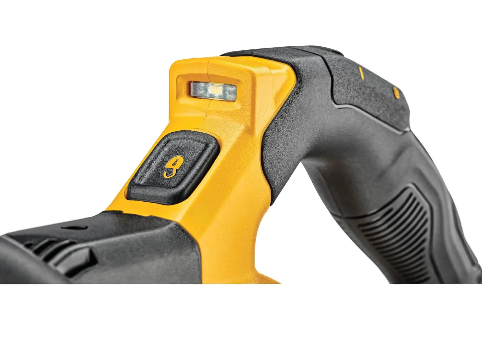 DeWalt DCV501LN Akku-Stabsauger, Detail von Schalter und Griff