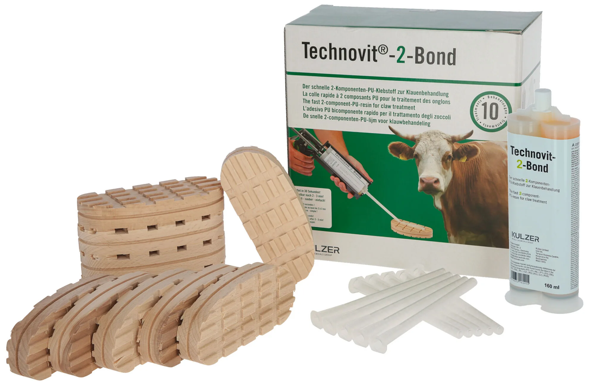 Kerbl Technovit-2-Bond Set mit Holzblöcken, Klebepatrone und Mischspitzen
