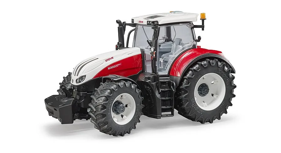 Bruder Steyr 6300 Terrus CVT Traktor in Weiß-Rot mit Frontgewicht, Spielzeug im Maßstab 1:16