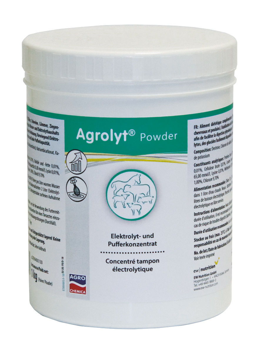 Agrolyt® Powder 1kg von Kerbl - Elektrolyt- und Pufferkonzentrat für Tiere zur Unterstützung der Verdauung