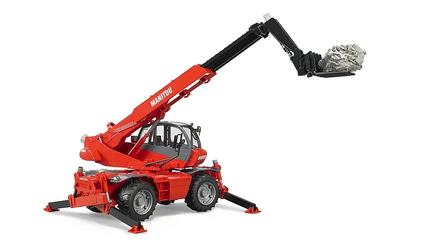 Maximal ausgefahrener Teleskoparm des Bruder Manitou mit 360 Grad drehbarer Kabine