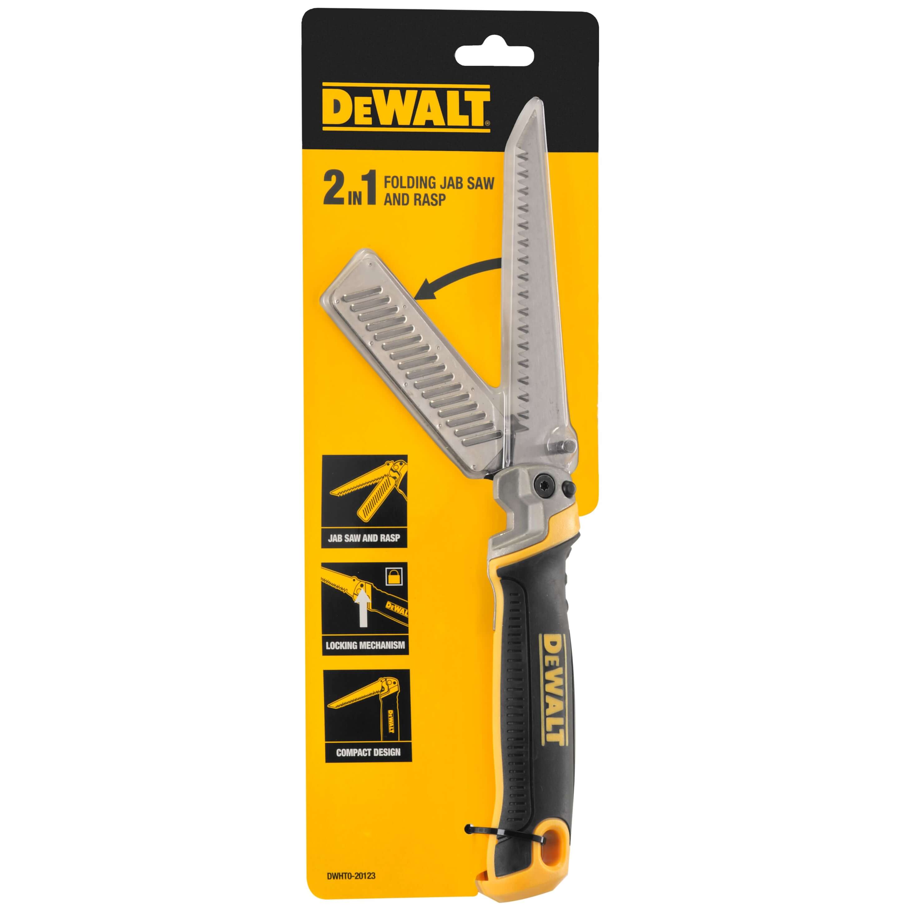 DeWalt DWHT0-20123 Klappbare Gipskartonsäge mit Raspel – Vielseitiges 2-in-1-Werkzeug für präzises Schneiden und Materialabtrag