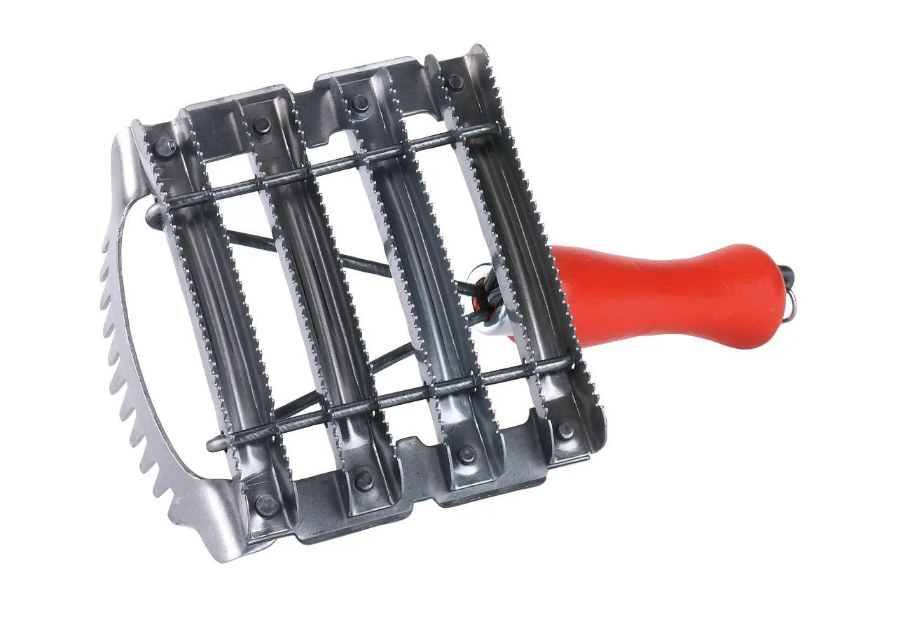 Kerbl Metall-Striegel 8-reihig mit Mähnenkamm und rotem Griff