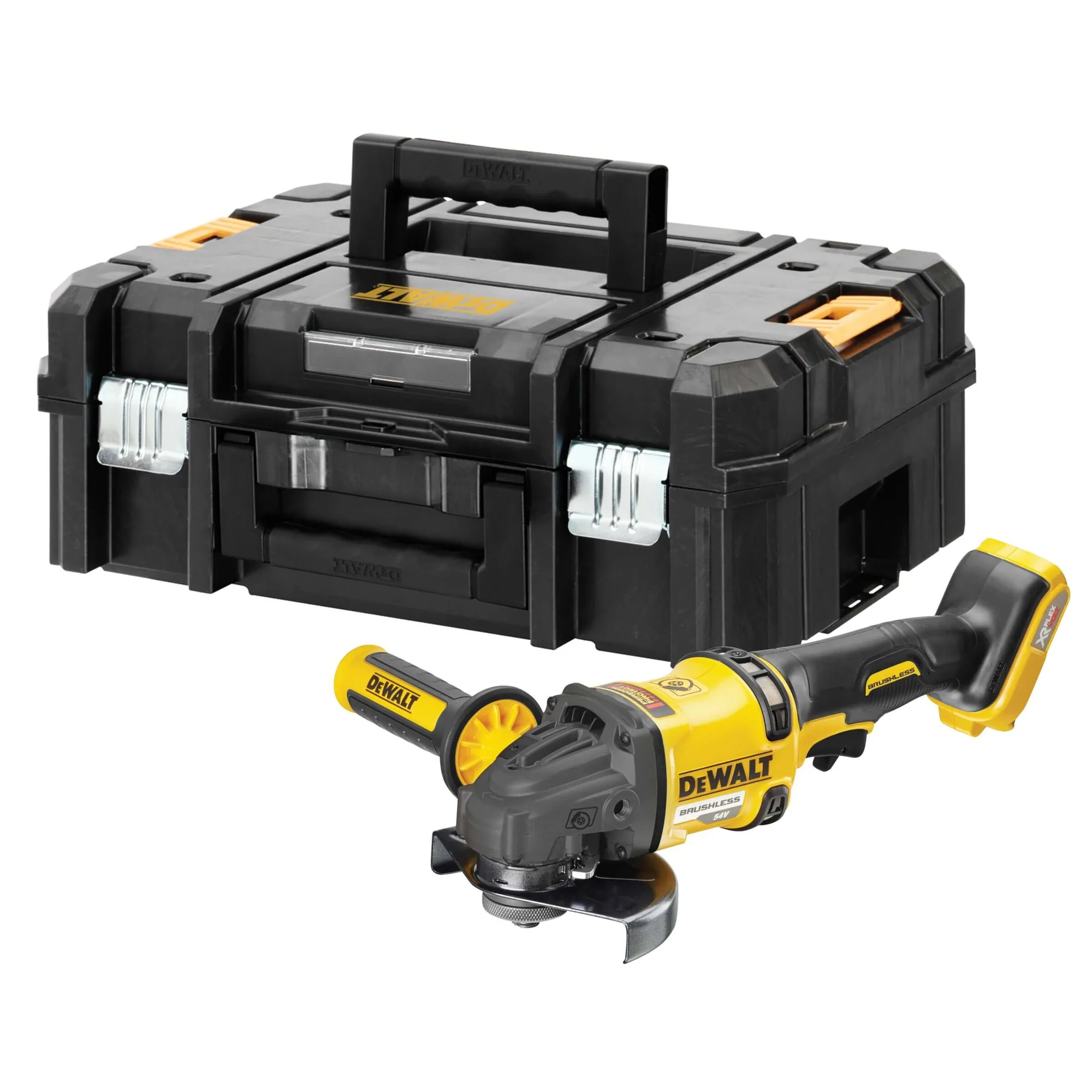 DeWalt DCG418NT FLEXVOLT Winkelschleifer mit TSTAK-Transportkoffer, freigestellt