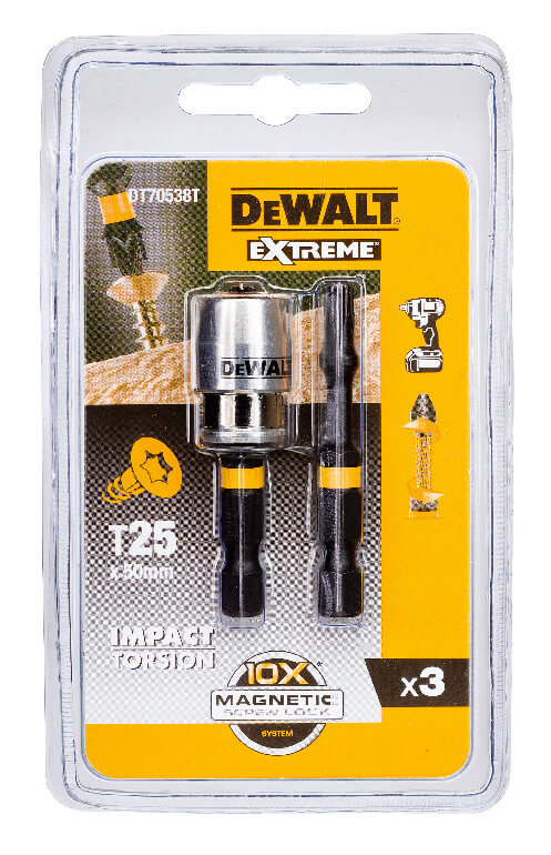 DeWalt DT70538T 2-teiliges T25 50 mm Bit-Set mit magnetischer Hülse – Präzision und Haltbarkeit für Ihre Schraubarbeiten