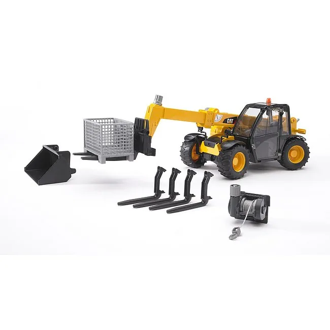 Manitou Teleskoplader mit angebauter Gitterbox und Palettengabel aus dem Zubehörset