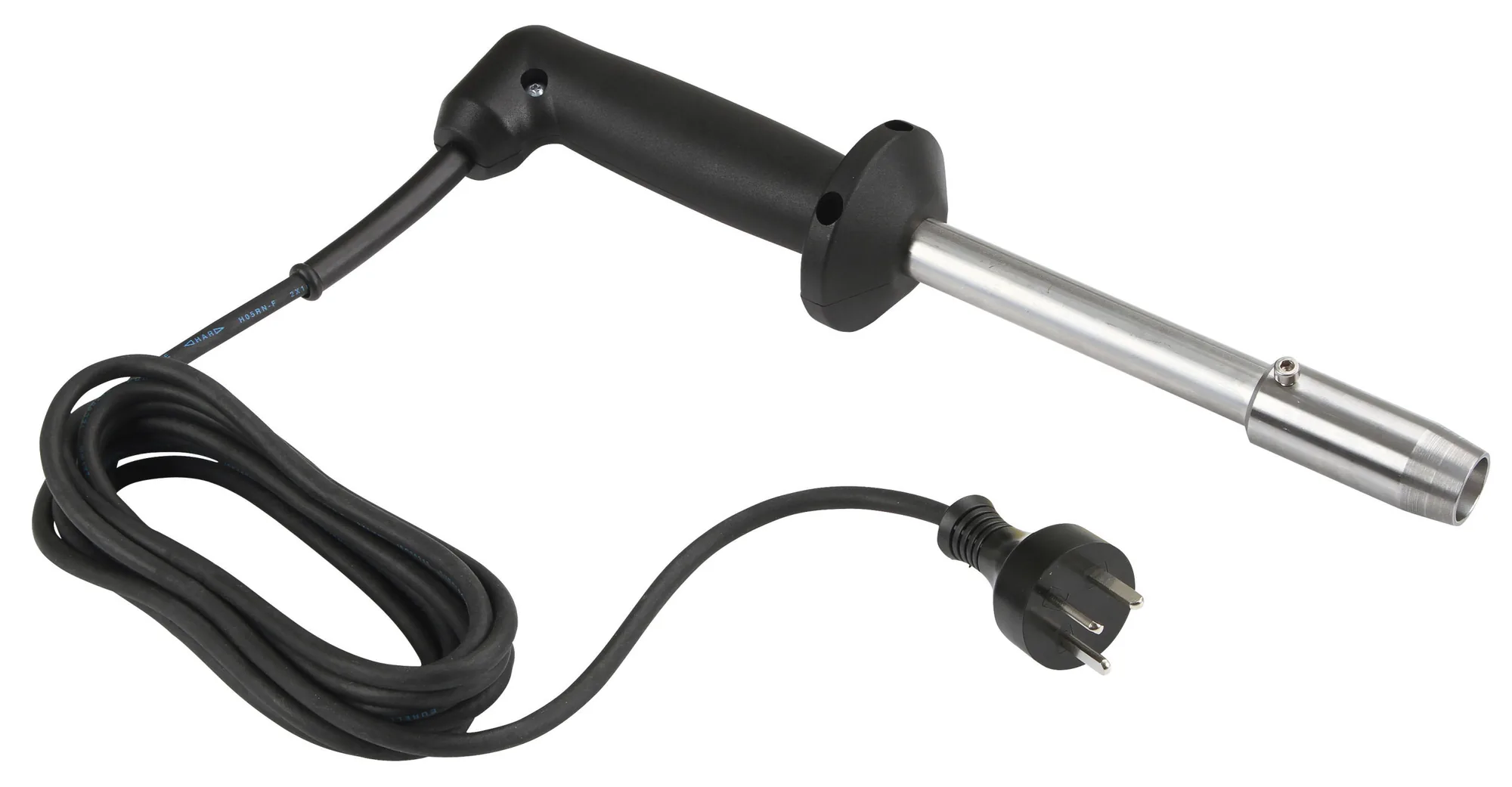 Brennstab-Handstück des Elektro-Enthornungsgeräts mit Kabel und Stecker, freigestellt