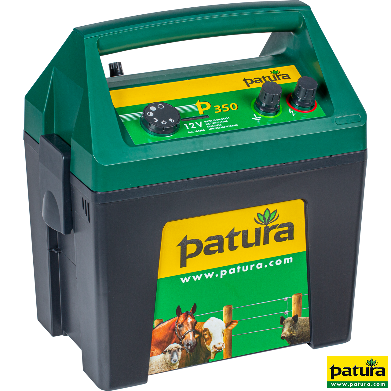 Patura MaxiBox P350 Weidezaungerät 12V Akku mit Tiefentladeschutz und Zaun- Erdkabel, 6,5 Joule Ladeenergie