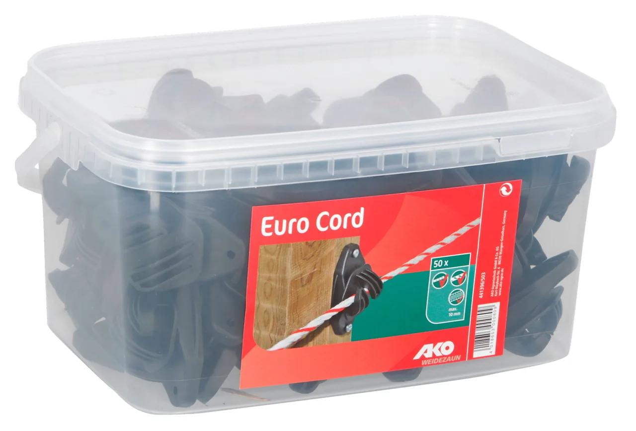 Kerbl EU Cord Seilisolatoren, 50 Stück in transparenter Box „Euro Cord“