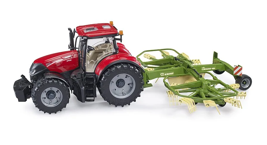 Heu machen mit Case Traktor und Bruder Schwader Anbaugerät