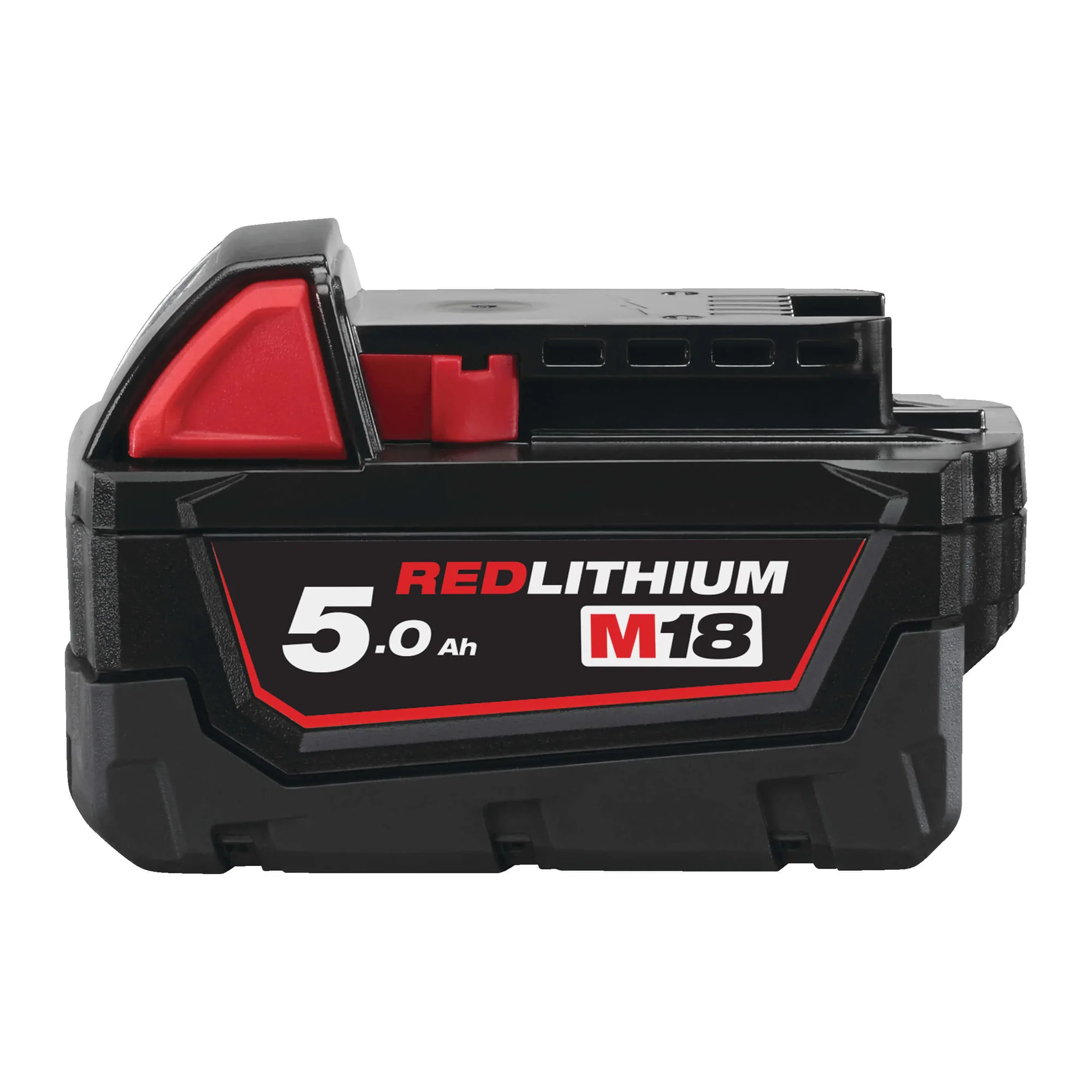 Milwaukee M18 B5 REDLITHIUM Akku 18V 5,0 Ah, Seitenansicht