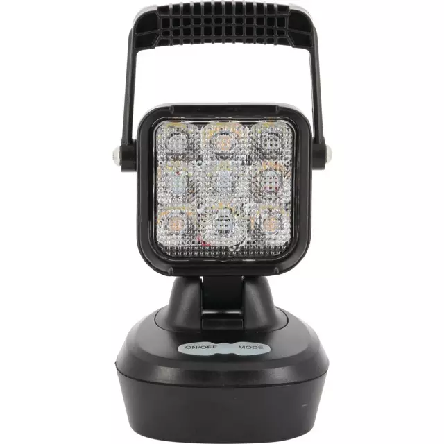 Fournial LED-Akku-Scheinwerfer mit quadratischem Leuchtkopf, Tragegriff und Magnetfuß