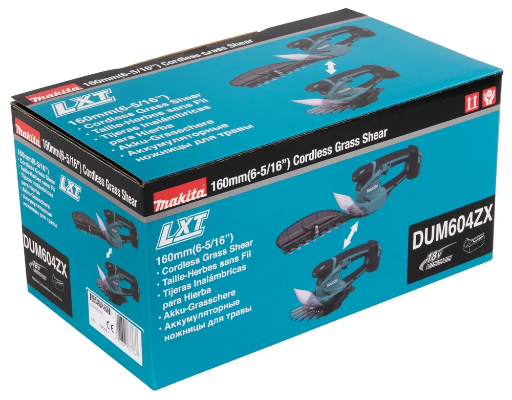 Verpackungskarton der Makita DUM604ZX Akku-Gras- und Strauchschere