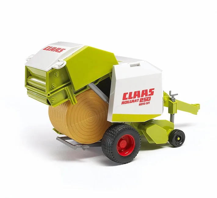 Bruder Claas Rollant 250 Rundballenpresse in Grün-Weiß mit Rundballen, Spielzeug 1:16
