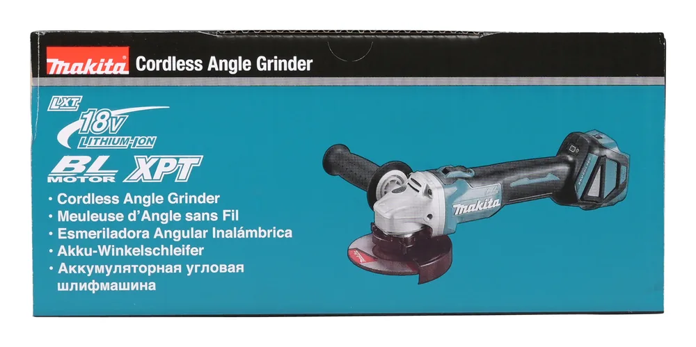 Makita DGA511Z Karton mit Produktabbildung