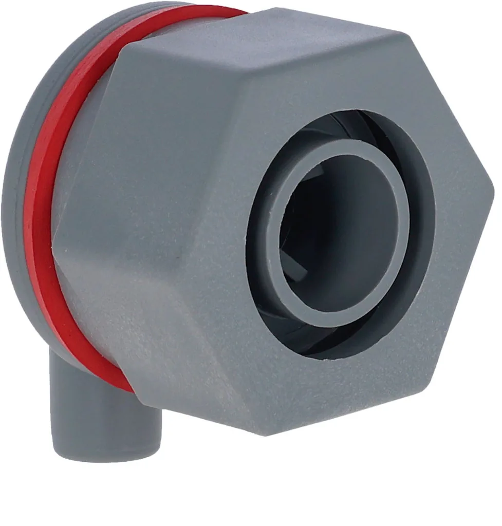 Kerbl Ventil 149 aus grauem Kunststoff mit rotem Dichtungsring, komplettes Set