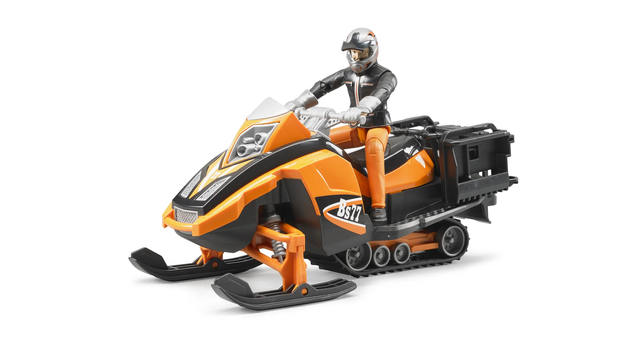 Bruder 63101 Snowmobil in Orange-Schwarz mit Fahrer-Figur, Winter-Fahrzeug im Maßstab 1:16