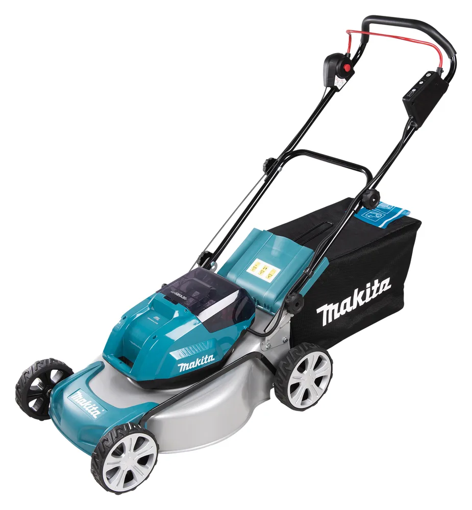 Makita Akku-Rasenmäher DLM463Z in Türkis-Schwarz mit Fangsack