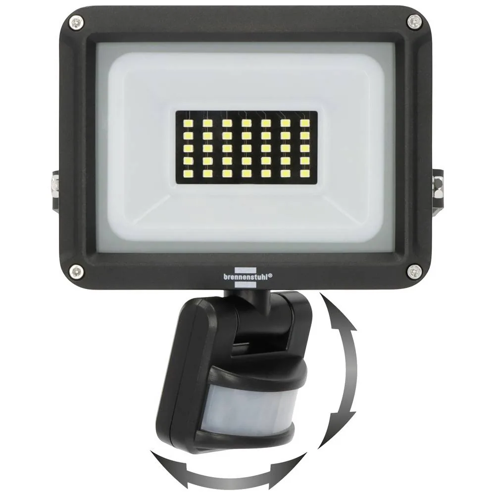 Brennenstuhl JARO 3060 P LED-Außenstrahler mit Bewegungsmelder (20W), Frontansicht mit Schwenkbereich