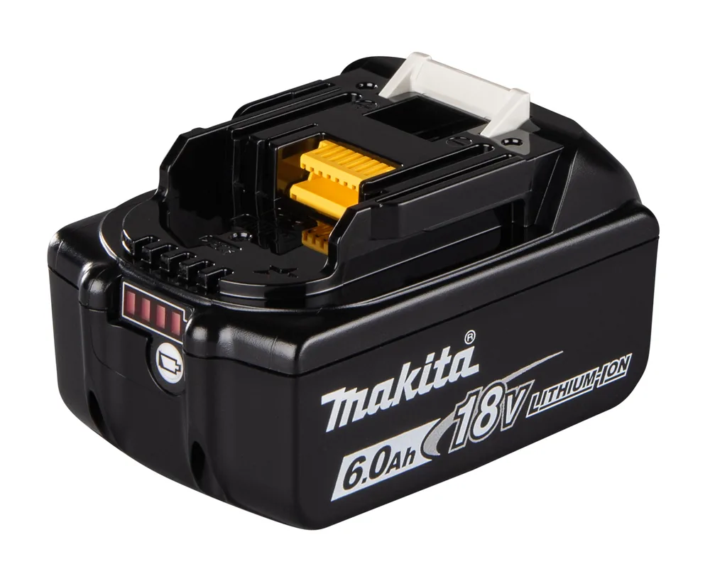 Makita 18 V 6,0 Ah Li-Ion-Akku in Schwarz mit Ladestandsanzeige