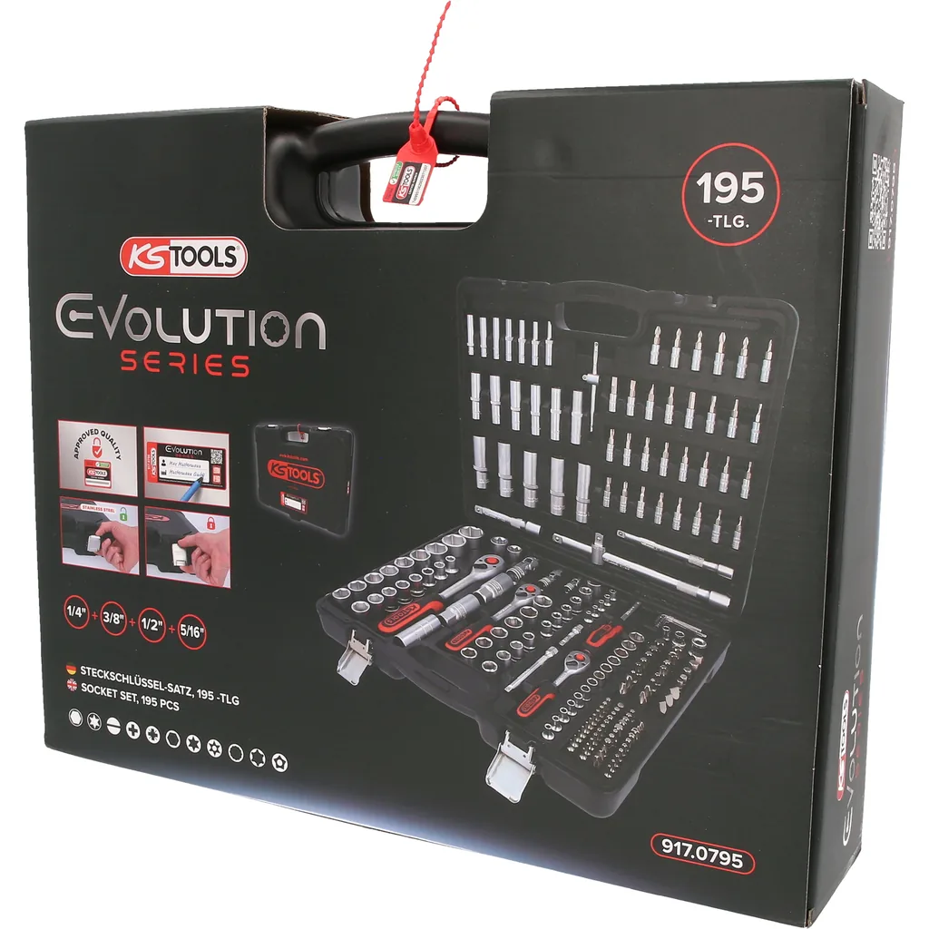 Verpackung des KS Tools Evolution Steckschlüssel-Satzes, 195-teilig