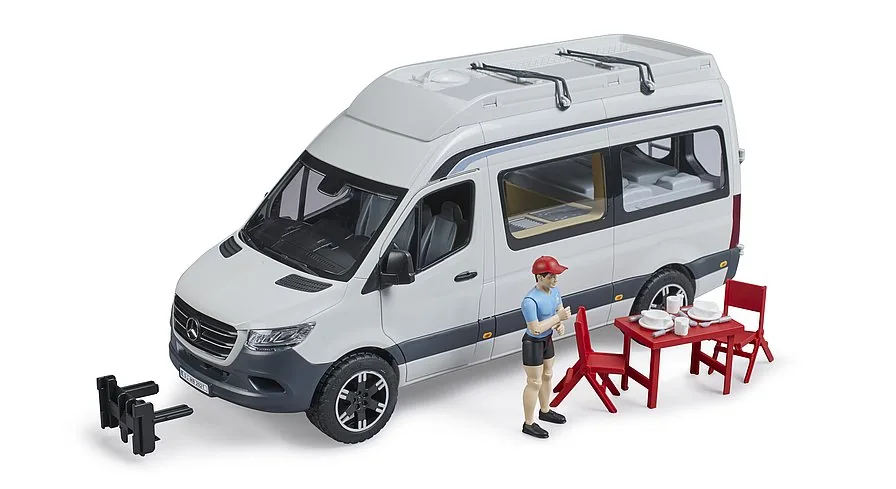 BRUDER Mercedes-Benz Sprinter Camper mit Fahrerfigur und Camping-Set