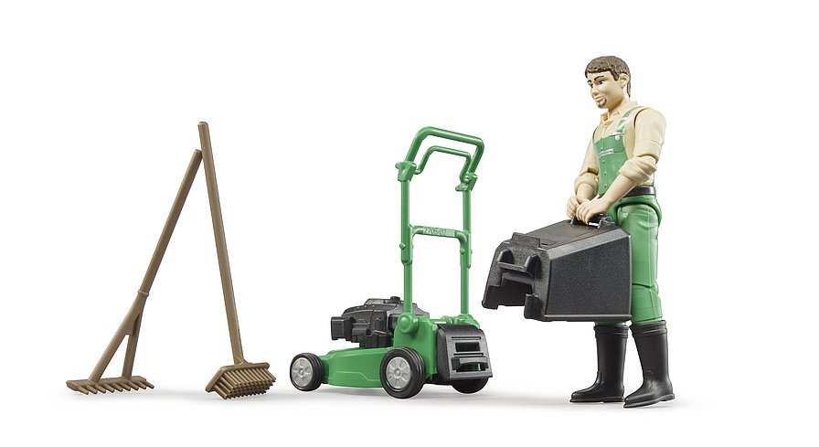 BRUDER 62103 bworld Gärtner mit Rasenmäher und Gartengeräten – Realistisches Gartenpflege-Spielset im Maßstab 1:16 BRUDER 62103 bworld Gärtner mit Rasenmäher und Gartengeräten – Realistisches Gartenpflege-Spielset im Maßstab 1:16