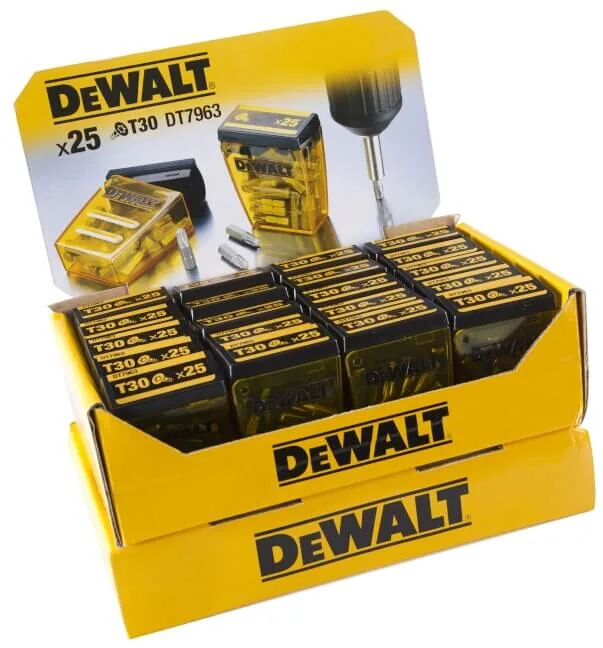 DeWalt DT7963 Thekendisplay mit 20 Boxen Impact-Schrauberbits T30 25 mm