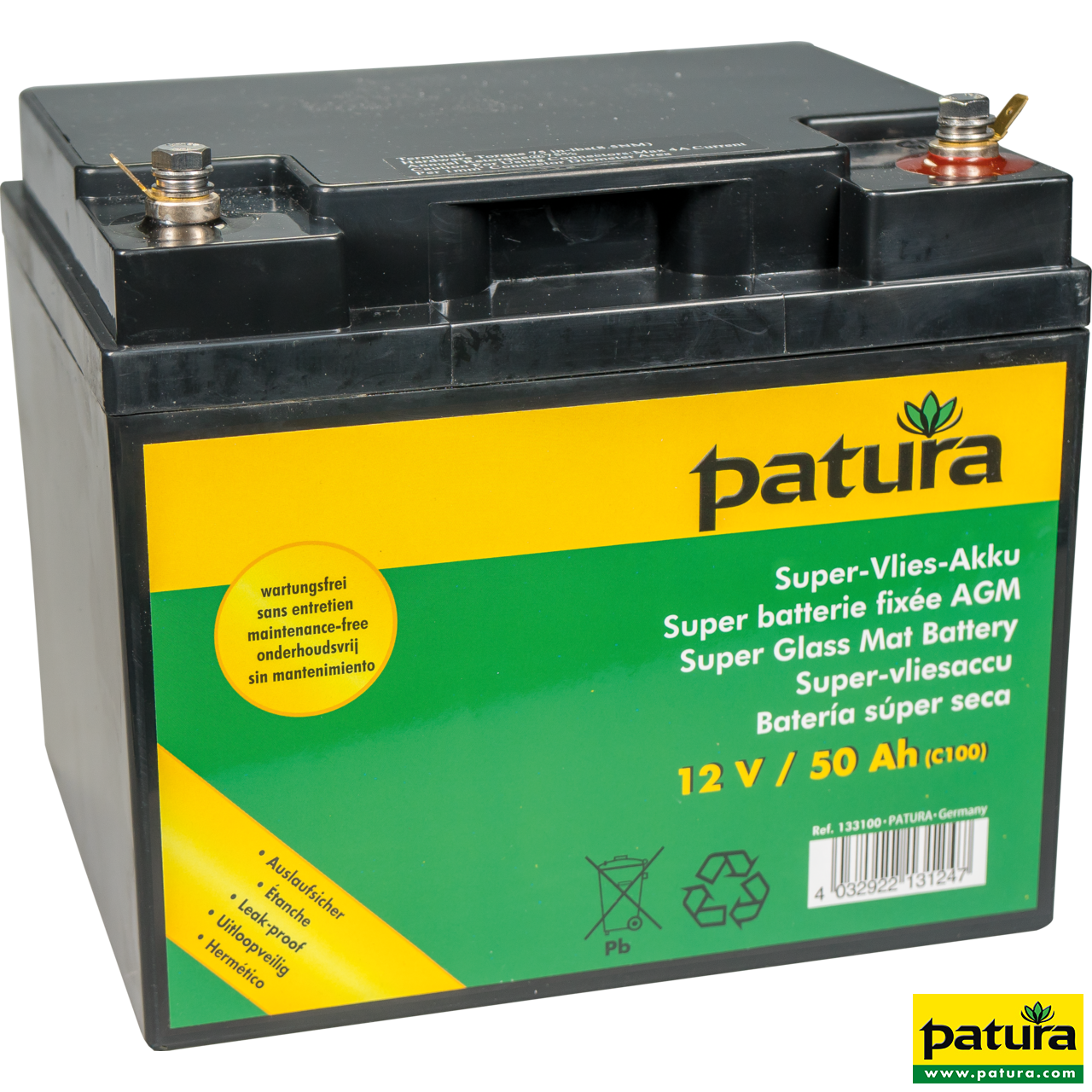Patura Super-Vlies-Akku 12 V 50 Ah C100 Wartungsfrei