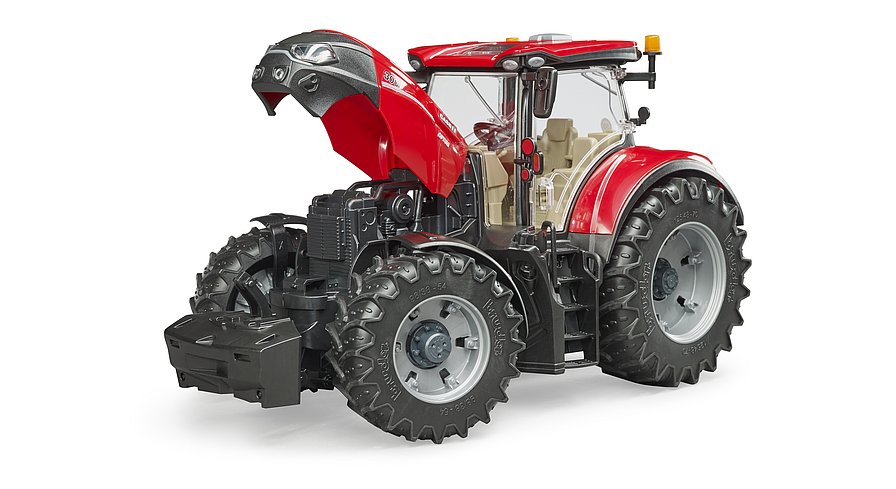 BRUDER Traktor Case IH Optum 300 CVX mit geöffneter Motorhaube und Blick auf den Motorblock
