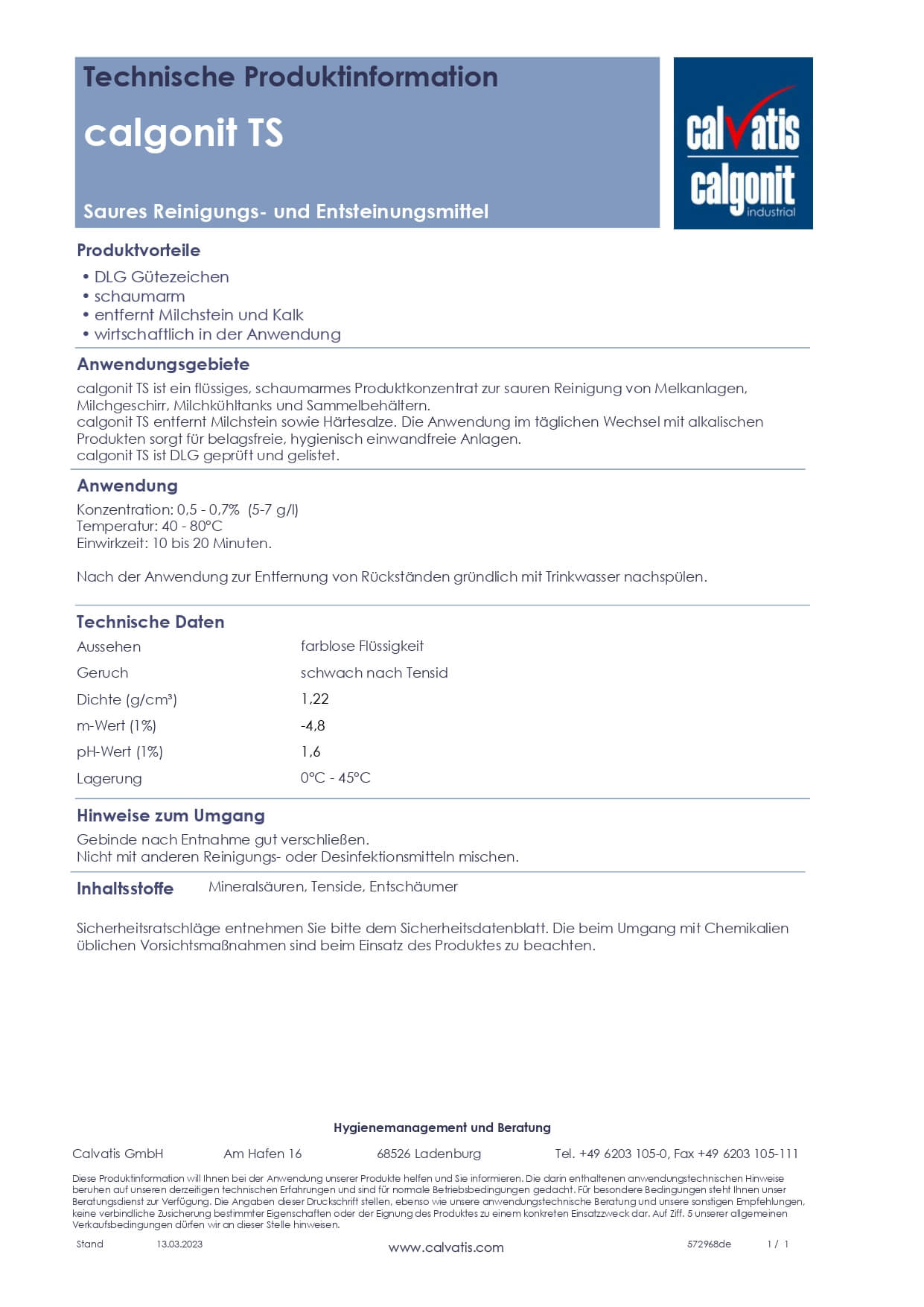 Calgonit TS 25 kg – Original saurer CIP-Reiniger gegen Milchstein & Kalk für Melk­anlagen